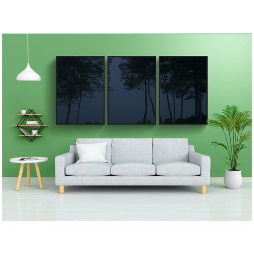 фото Набор модулных постеров для интерьера "деревья, ночь, силуэт" 60x90 см. в тубусе, без рамки lotsprints