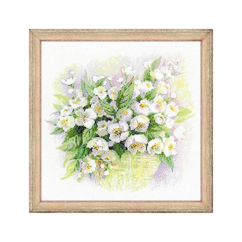 фото Набор для вышивания riolis сотвори сама 1467 акварельный жасмин 30 х 30 см 1 шт. риолис