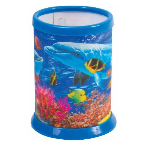 фото Подставка-стакан для канцелярских принадлежностей brauberg, 3d-эффект, "дельфины", d 87x106 мм, 236440