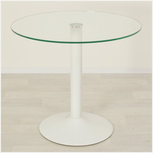 Изображение товара Стеклянный кухонный стол Троя-18 прозрачный/белый D80