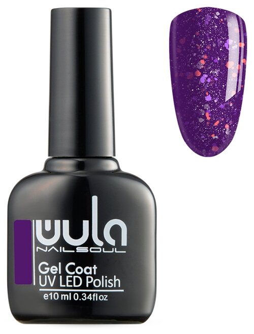 WULA гель-лак для ногтей Gel Coat, 10 мл, 42 г, 423 фиолетовый с искрящимися блестками