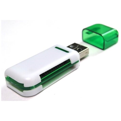 Адаптер USB 2.0, кардридер SD, microSD и тд зеленый