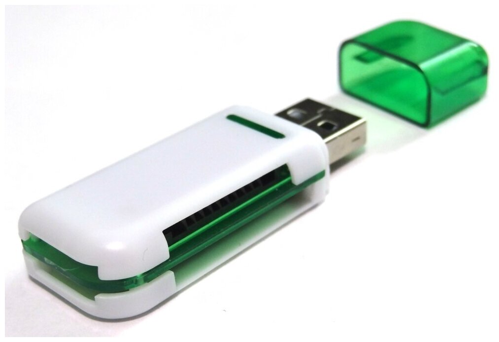 Адаптер USB 2.0, кардридер SD, microSD и тд зеленый