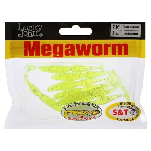 Виброхвост съедобный LJ pro series megaworm, 6,35 см, 071, набор 8 шт. виброхвост съедобный lj pro series spark tail 7 6 см 071 набор 7 шт