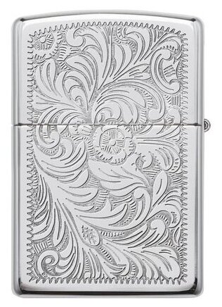 Зажигалка ZIPPO Venetian® с покрытием High Polish Chrome, латунь/сталь, серебристая, 38x13x57 мм - фотография № 2