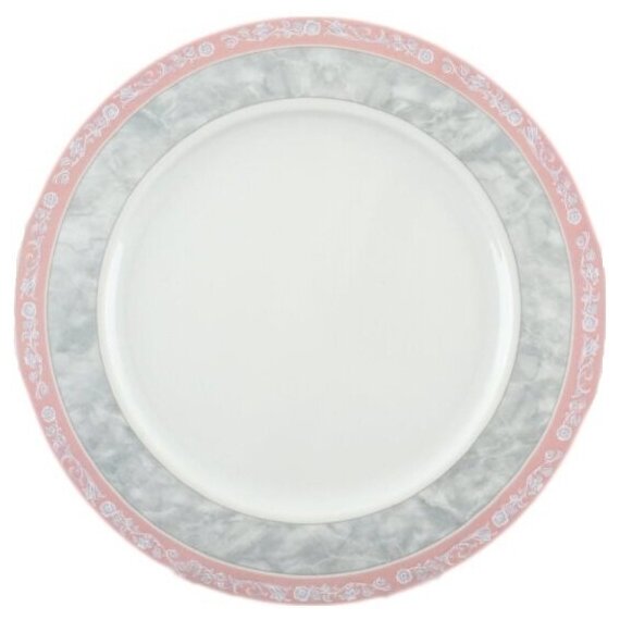 Набор тарелок десертных Thun "Jana" декор "Серый мрамор с розовым кантом" 19 см, 6 шт
