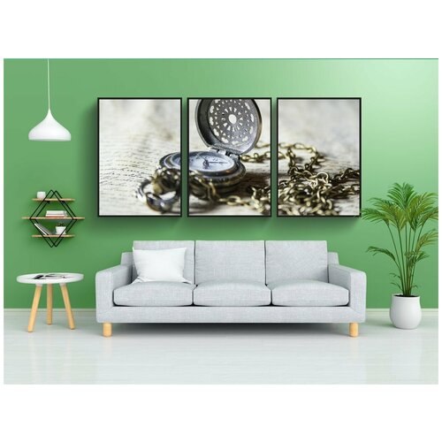 фото Набор модулных постеров для интерьера "часы, время, карманные часы" 60x90 см. в тубусе, без рамки lotsprints