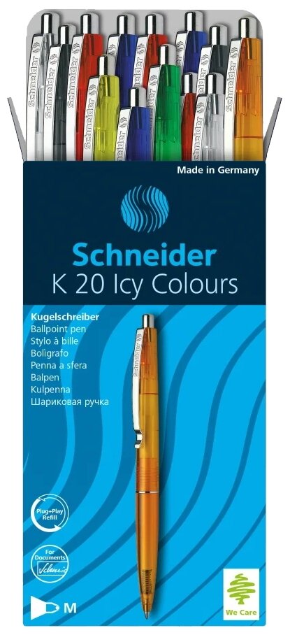 Schneider Набор шариковых ручек K20 Icy Colours, 1 мм, cиний цвет чернил, 20 шт.