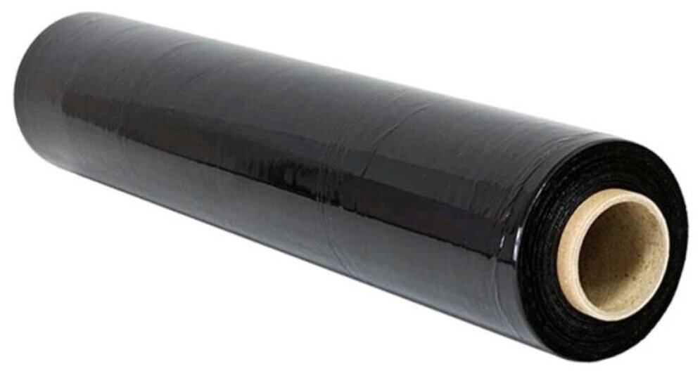 Стрейч Пленка черная 500мм23 мкм15 кг намотка 210 метров  упаковочная  непрозрачная сверхпрочная хорошее растяжение