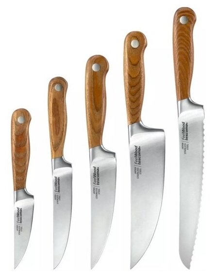 Набор кухонных ножей на деревянной подставке TESCOMA FEELWOOD (884850), 5 предметов - фотография № 2
