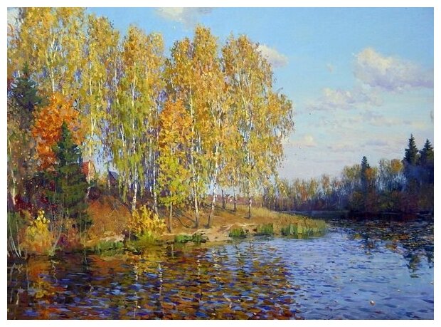 Репродукция на холсте Золото осени (Autumn gold) Зяблов Ярослав 55см. x 40см.