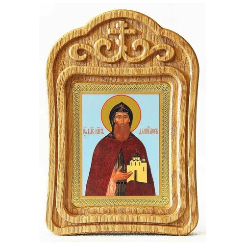 Благоверный князь Даниил Московский, икона в резной деревянной рамке благоверный князь даниил московский икона в рамке 8 9 5 см