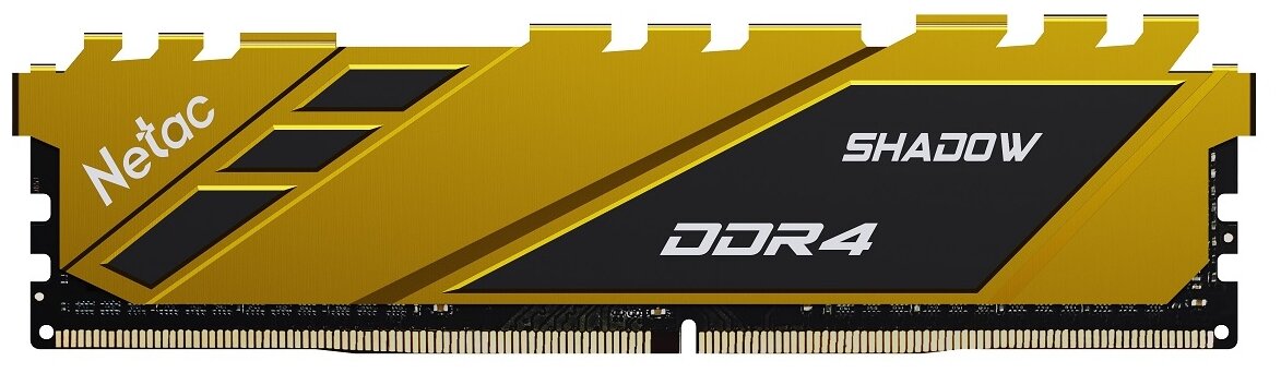 Оперативная память DDR4 Netac Shadow 8GB 3600MHz CL18 1.35V / NTSDD4P36SP-08Y / Yellow / with radiator