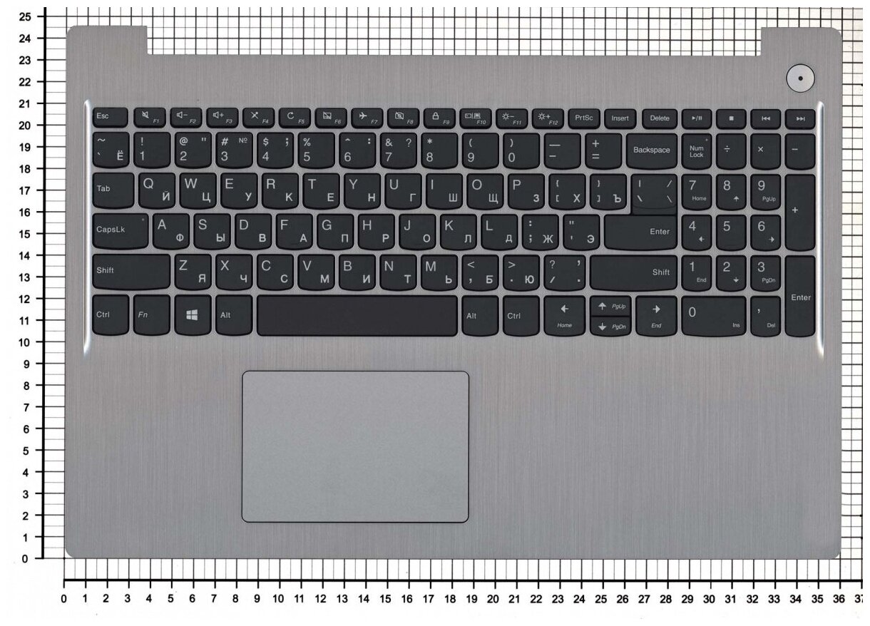 Клавиатура для ноутбука Lenovo 5CB0X57487 Русская серая с серебристым топкейсом