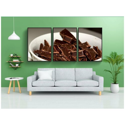 фото Набор модулных постеров для интерьера "шоколад, куски, темный шоколад" 60x90 см. в тубусе, без рамки lotsprints