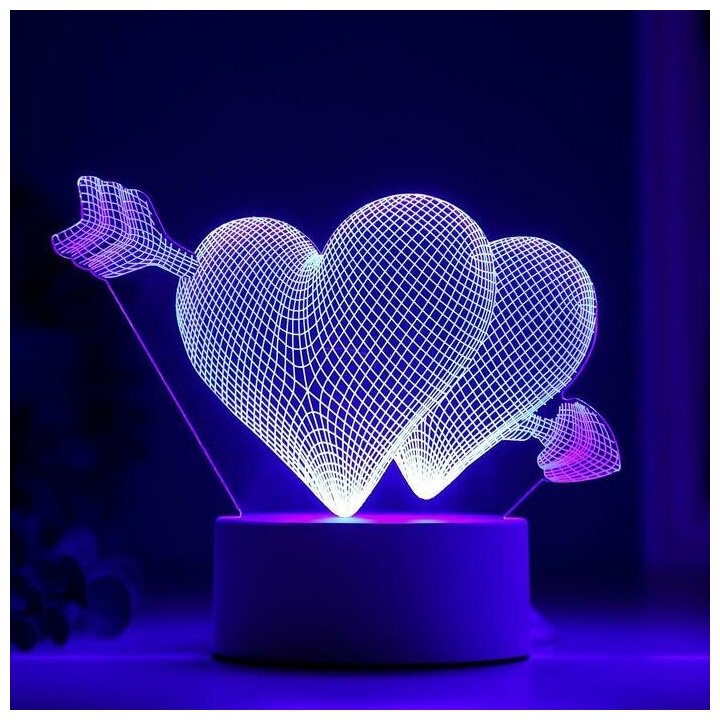 Светильник "Сердца" LED RGB от сети 9,5х18х15 см 4297013