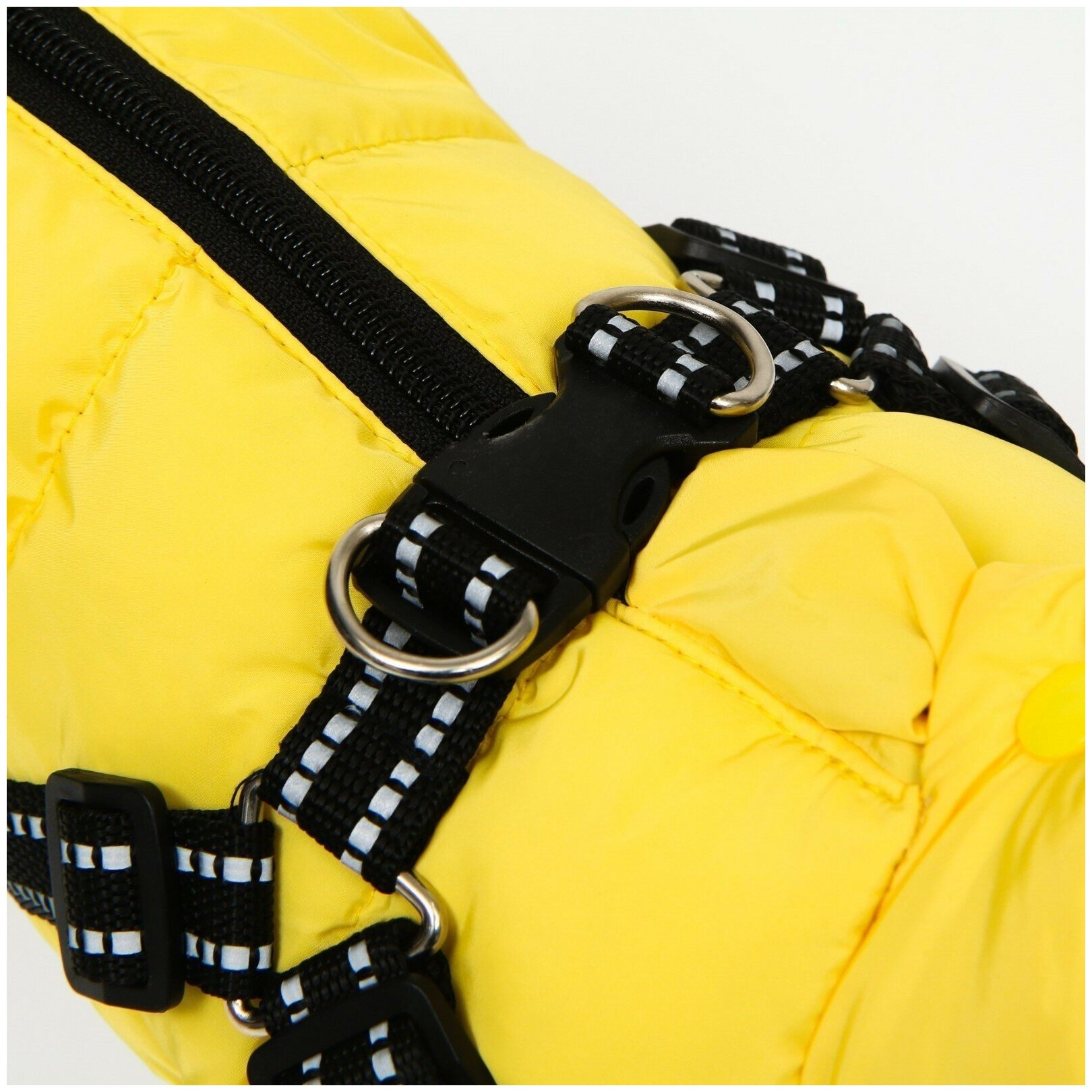 Куртка для собаксо шлейкой, размер 14 (ДС 32 см, ОГ 42 см, ОШ 31 см), лимонная - фотография № 10