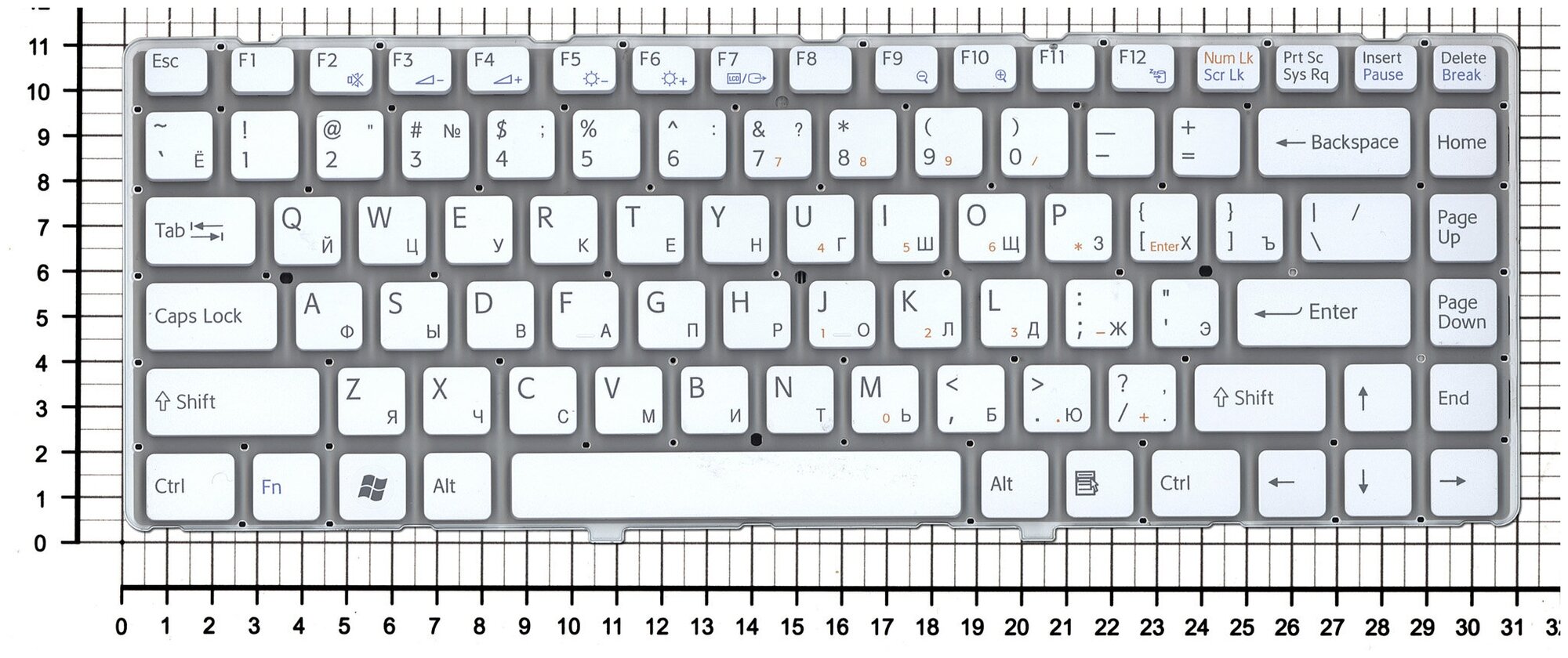 Клавиатура для ноутбука Sony Vaio VPCEA2LGX белая без рамки