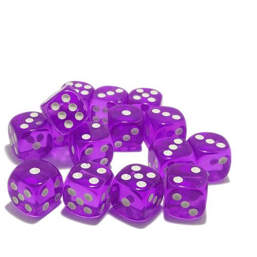 Кубики прозрачные 14 мм фиолетовые 15 шт.
