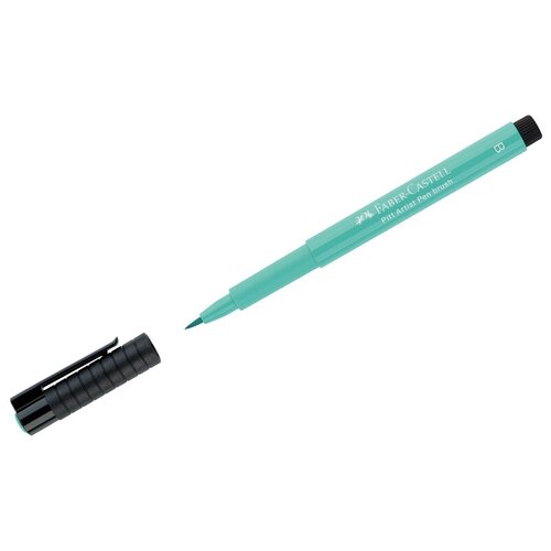 капиллярная ручка faber castell капиллярная ручка pitt artist pen brush цвет телесный Faber-Castell Набор капиллярных ручек Pitt Artist Pen Brush B, бирюзовый цвет чернил, 10 шт.