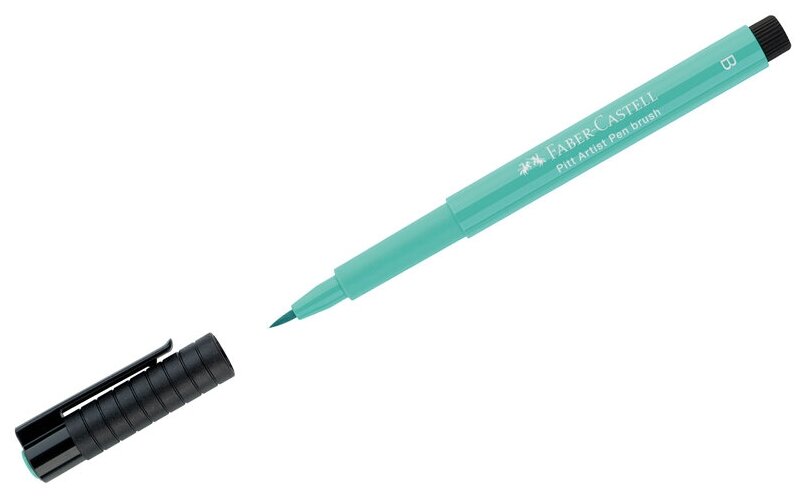 Ручка капиллярная Faber-Castell "Pitt Artist Pen Brush" цвет 161 бирюзовая, кистевая, 10 шт.