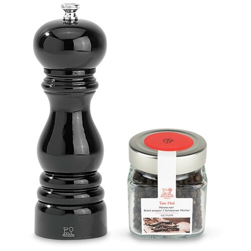 фото Набор paris из мельницы для перца и баночки перца tan hoi 18 см , материал дерево, цвет черный, peugeot, 37352