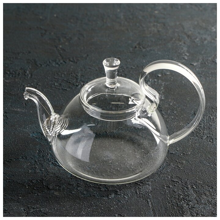 Чайник стеклянный заварочный с металлическим ситом Доляна «Элегия», 600 мл, 19×13×12,5 см