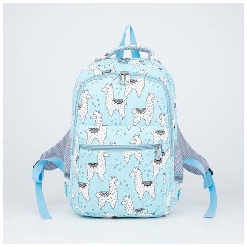 фото Рюкзак, 2 отдела на молниях, наружный карман, 2 боковых кармана, цвет голубой qwen