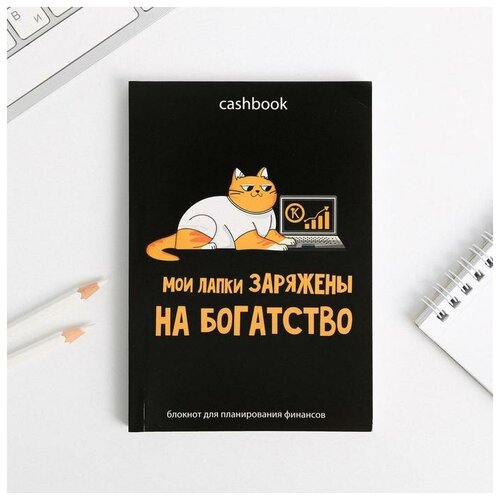 Умный блокнот CashBook А6, 68 листов «Кот трудоголик»