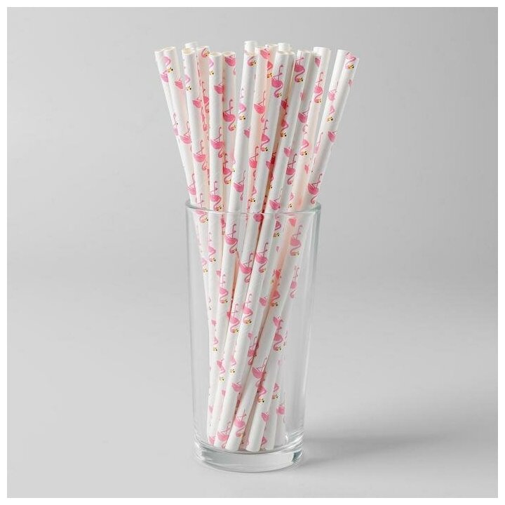 Трубочки для коктейля «Розовый фламинго», набор 25 шт. - фотография № 2