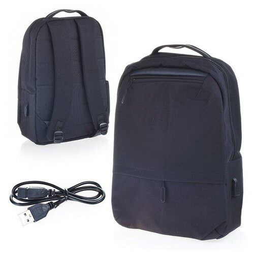 Рюкзак подростковый,1 отделение на молнии, 2 накладных кармана, черный