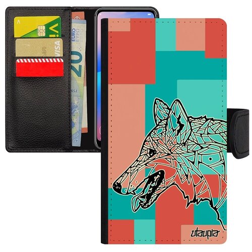 фото Красивый чехол книжка на смартфон // xiaomi redmi note 6 pro // "волк" wolf охота, utaupia, цветной