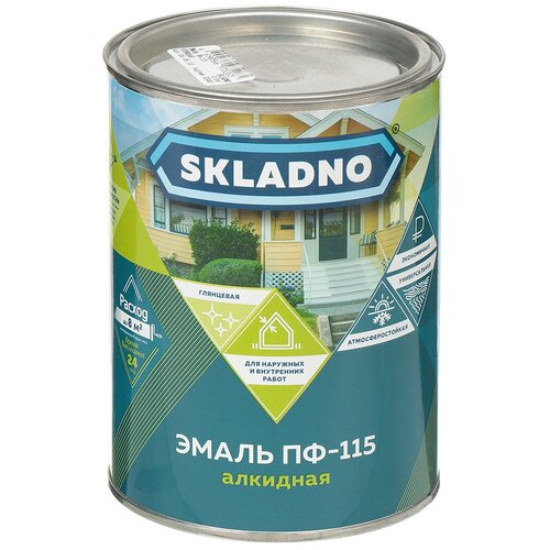 Эмаль Skladno, ПФ-115, алкидная, желтая, 0.8 кг эмаль пф 115 skladno алкидная глянцевая 20 кг желтая