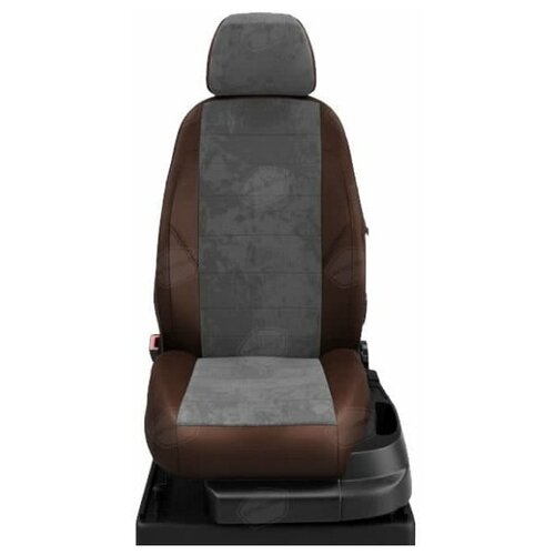 фото Чехлы на сиденья fiat fullback 1 2016-2020 экокожа, алькантара коричневый, серый автолидер fi08-0401-ec16 avtolider1
