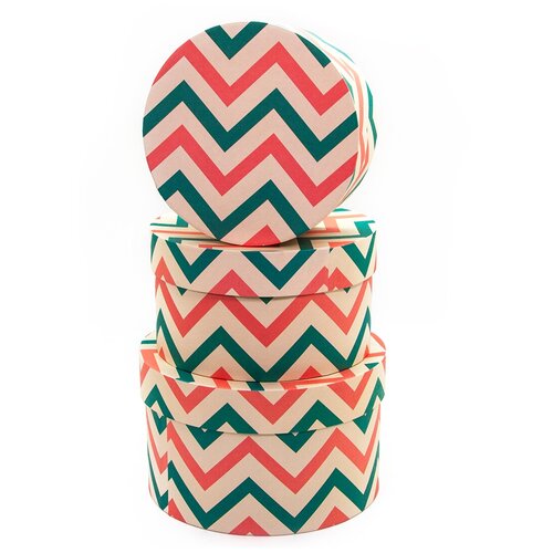 фото Набор коробок цилиндр, новогодние зигзаги, 20*20*12 см, 3 шт. дон баллон