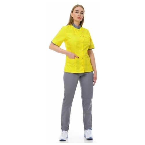 фото Костюм медицинский женский "марго" 107.1.6/2 (54/желтый/серый/тиси люкс) medicalwear