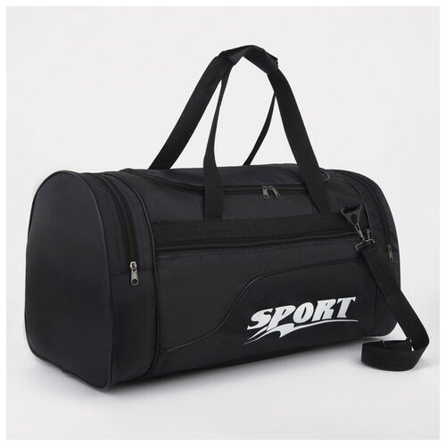 фото Сумка спортивная, отдел на молнии, 3 наружных кармана, длинный ремень, цвет чёрный amen