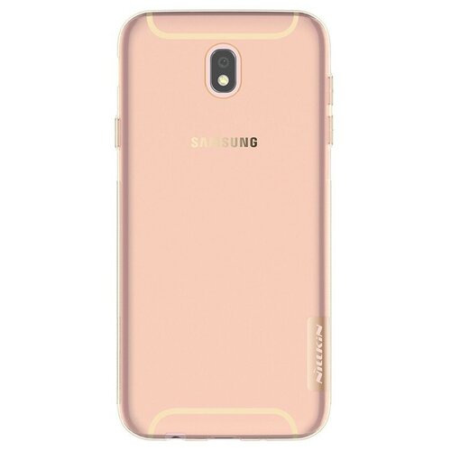 чехол накладка samsung j7 2017 j730 dual layer cover черная Накладка Nillkin Nature TPU Case силиконовая для Samsung Galaxy J7 (2017) J730 прозрачно-золотая