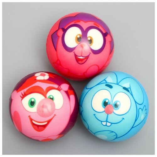 Мягкий мяч Смешарики «Крош, Нюша, Ежик» 6,3 см, микс(12 шт.)