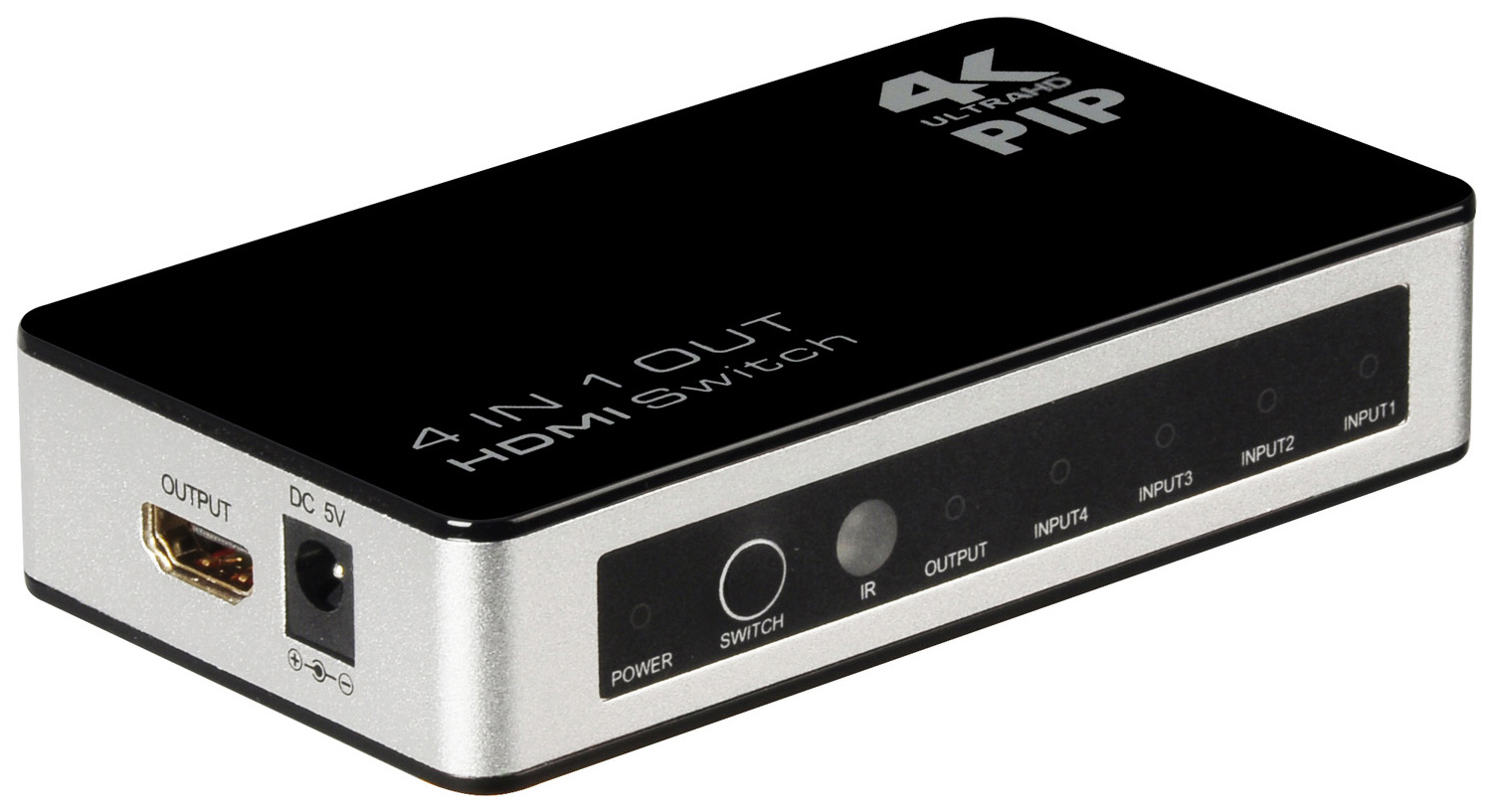 Переключатель HDMI 1.4 4x1 4K 30Hz для Smart TV PS3 PS4 + PIP, пульт ДУ (GL-VK41P), черный, 4x1+PIPм