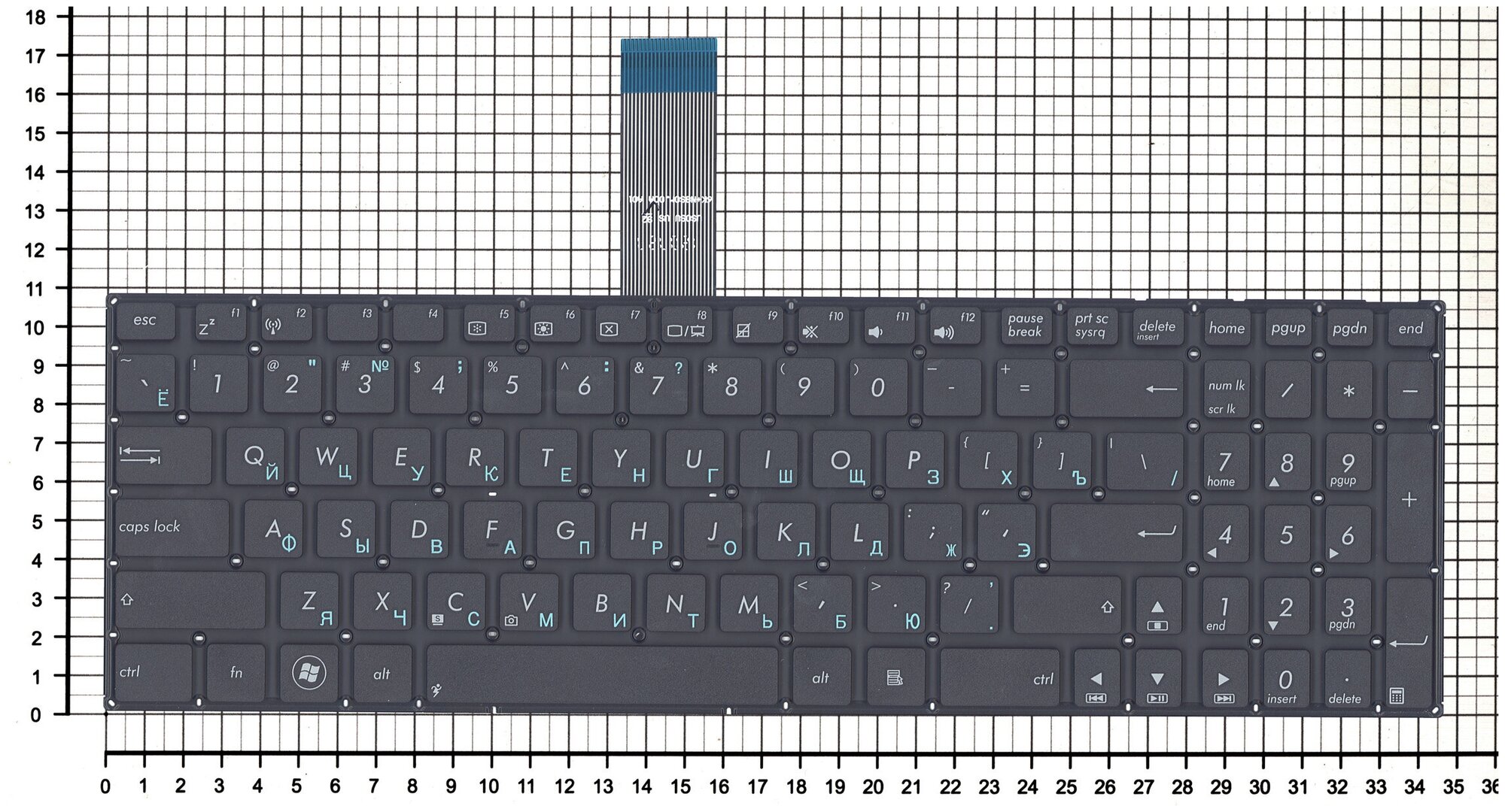Клавиатура для ноутбука Asus AEXJ5700110 русская черная плоский Enter