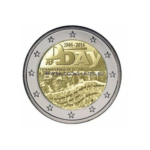 Франция 2 евро 2014 г D-DAY Операция в Нормандии франция 2 евро 2014 г d day операция в нормандии