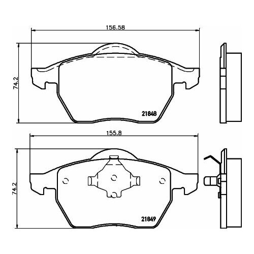 Тормозные колодки, комплект HELLA 8db355008001 28820 2 1848 21849 HELLA