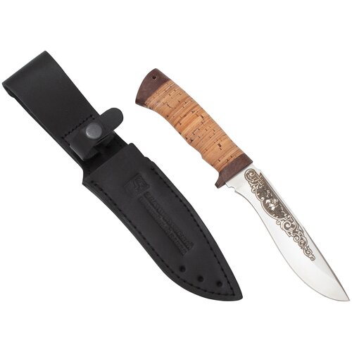 фото Туристический нож "медведь" (сталь 95x18, береста/текст.) златоустовский оружейный завод