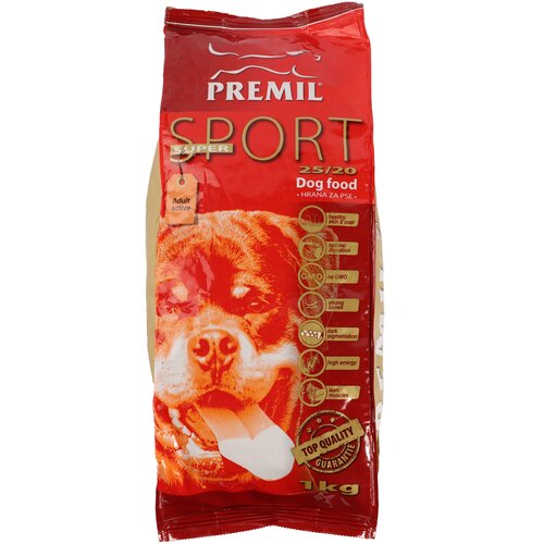 Полнорационный сухой корм PREMIL Super Sport для взрослых очень активных и рабочих собак всех пород и величины 1 кг