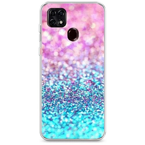 фото Силиконовый чехол "розово- голубые глиттеры рисунок" на zte zte blade 20 smart / зте блейд 20 смарт case place