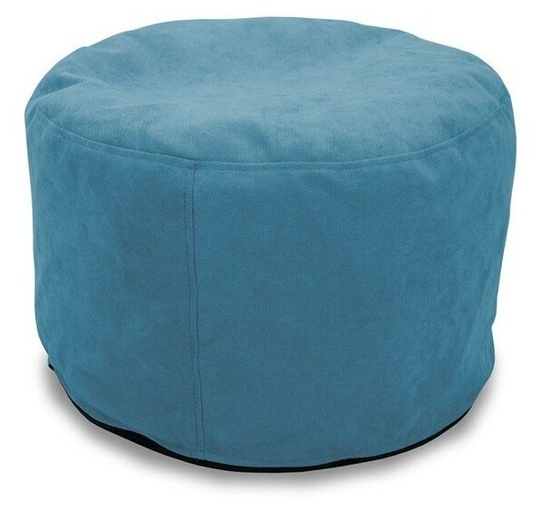 Бескаркасный круглый пуфик-столик Lounge Blue из мягкого мебельного шенилла