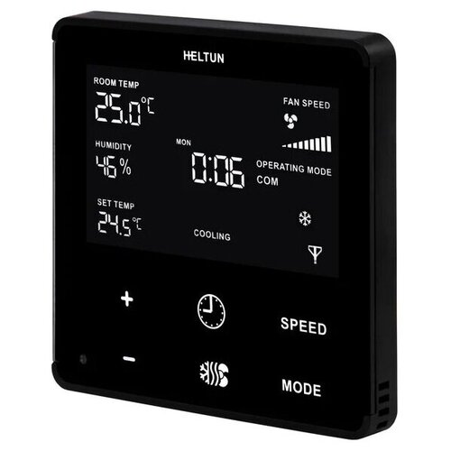 Устройство управления фанкойлом Heltun черная панель серебристая рамка 2078700₽