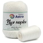 Пряжа Astra Premium 'Пух норки' (Mink yarn) 50гр 290м (+/- 5%) (80%пух, 20%нейлон) (+нить 20гр) (01 белый) - изображение