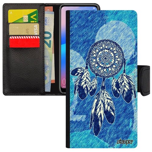 фото Чехол книжка на смартфон // samsung galaxy a10 // "ловец снов" этничный оберег, utaupia, голубой